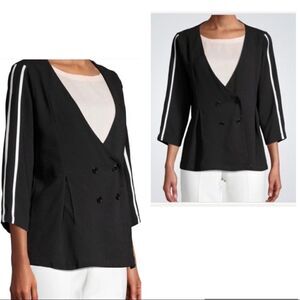 DOUBLE Breasted Cut Blazer XL oversized 
Black w White Side Stripe NWT